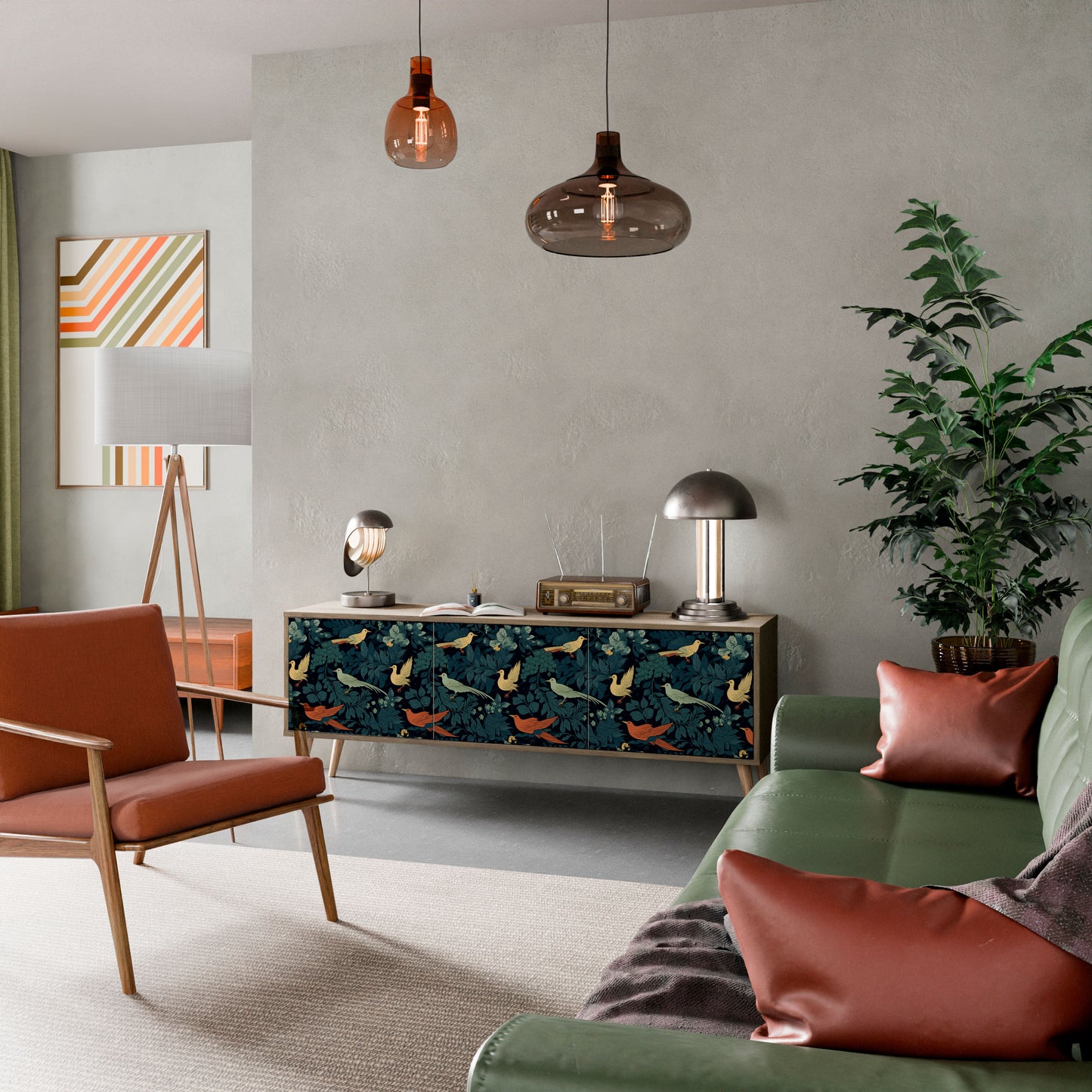Mobile TV FOWL ORNAMENT a 3 ante effetto rovere