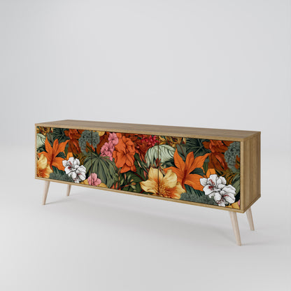 RADIANT FLORA 3-Door TV Stand in Oak Effect