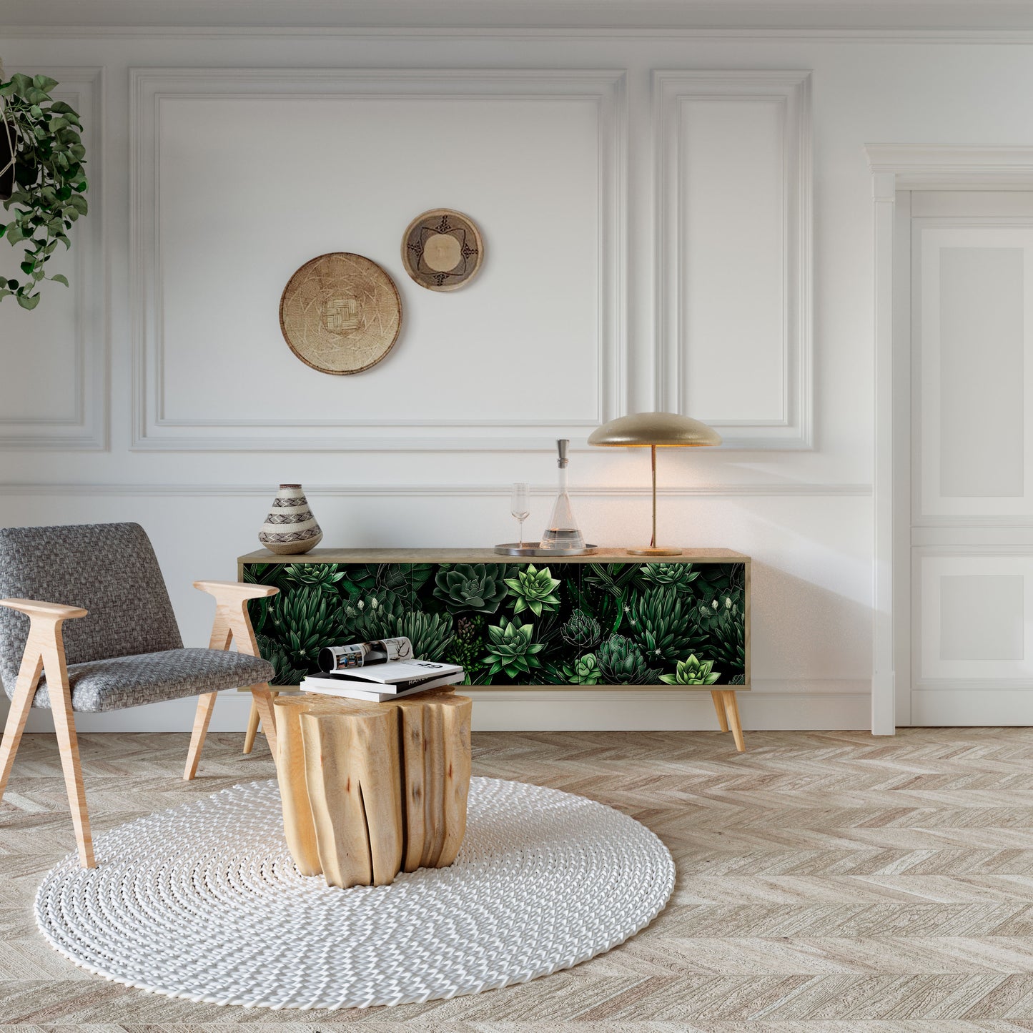 SUCCULENT JUNGLE Mobile TV a 3 Ante in Effetto Rovere