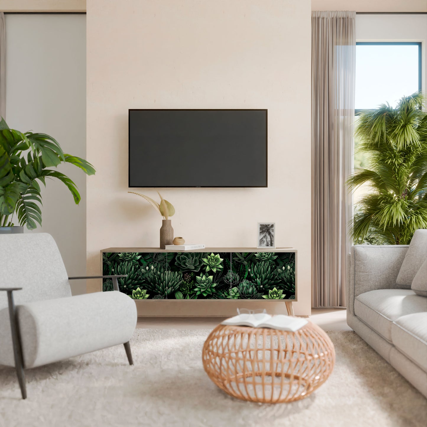 SUCCULENT JUNGLE Mobile TV a 3 Ante in Effetto Rovere