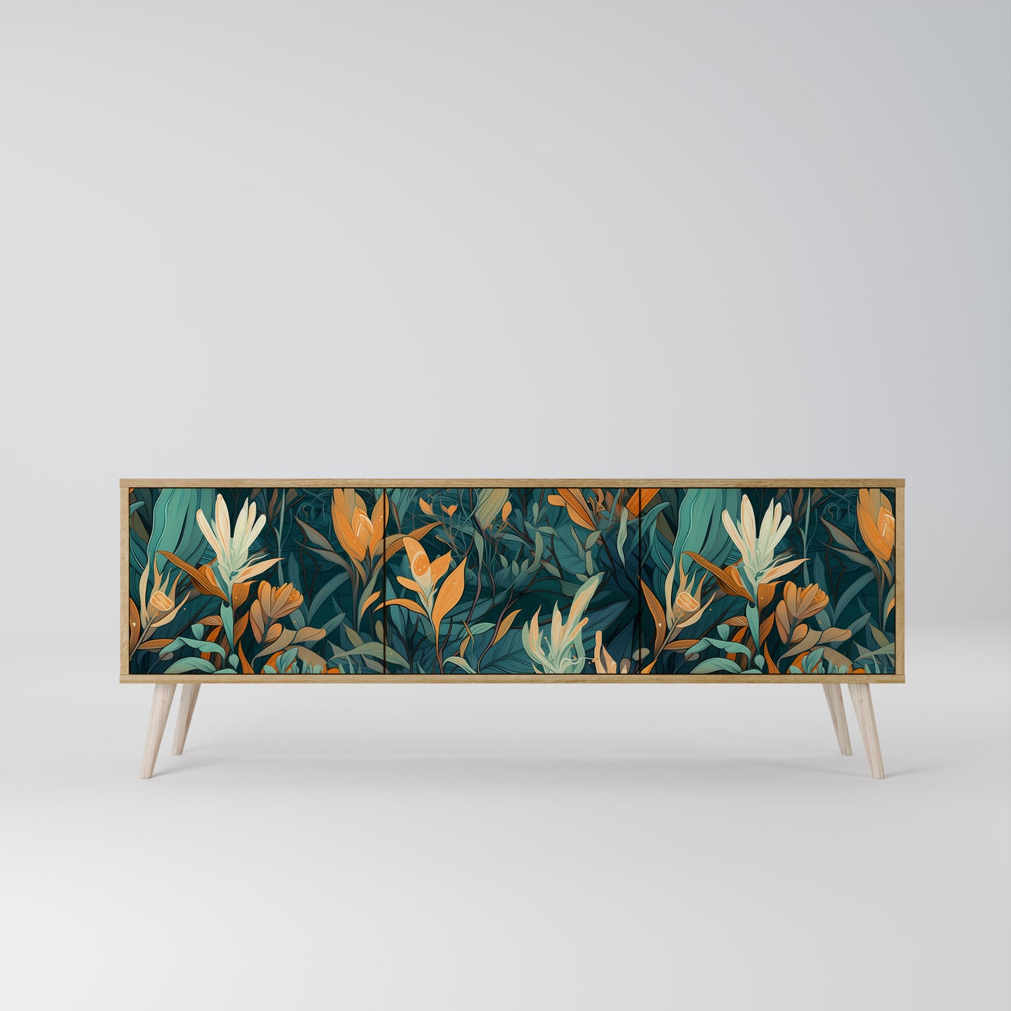 FLORAL SERENITY Mobile TV a 3 Ante in Effetto Rovere