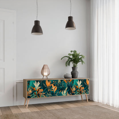 FLORAL SERENITY Mobile TV a 3 Ante in Effetto Rovere