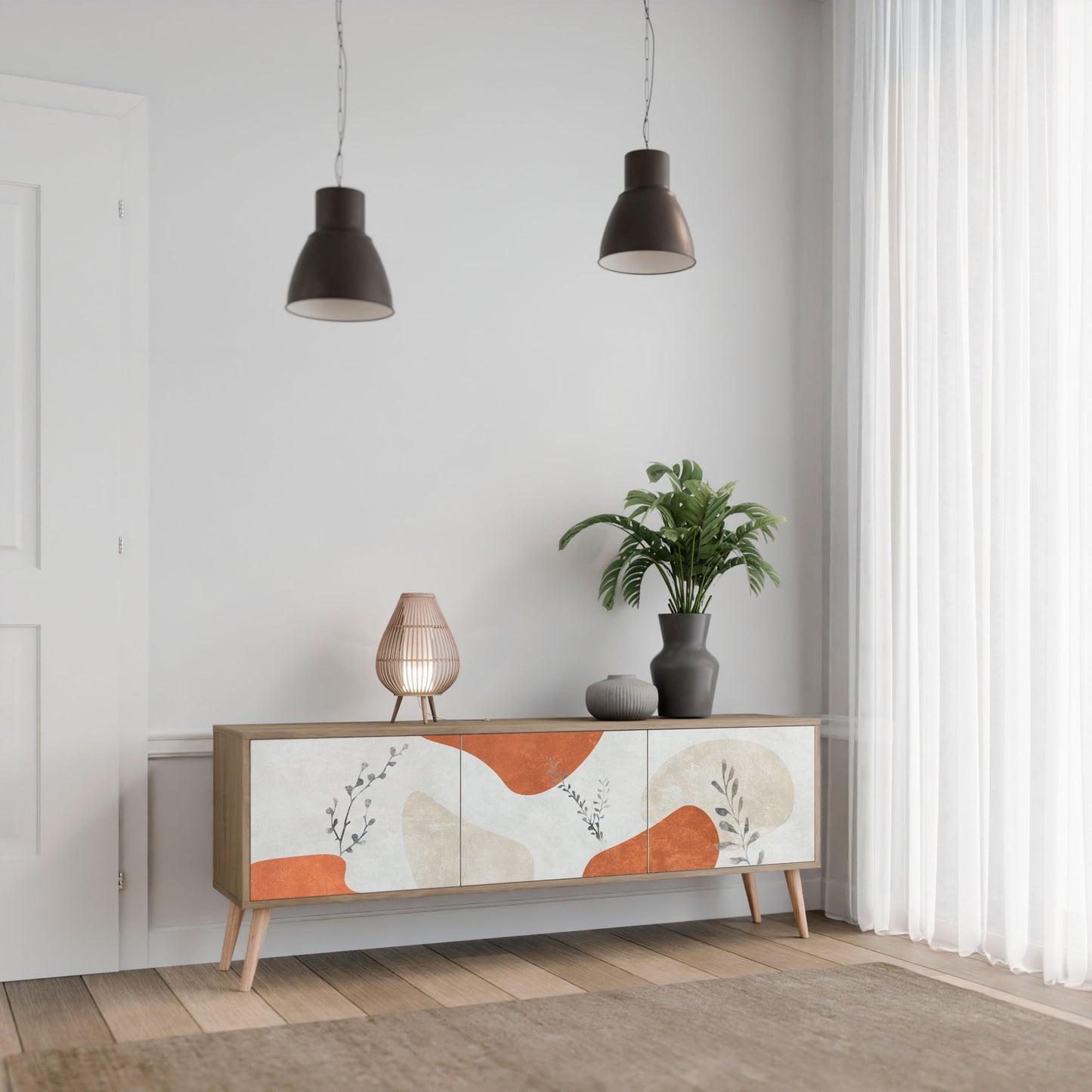 TRANQUIL TWIG Mobile TV a 3 Ante in Effetto Rovere