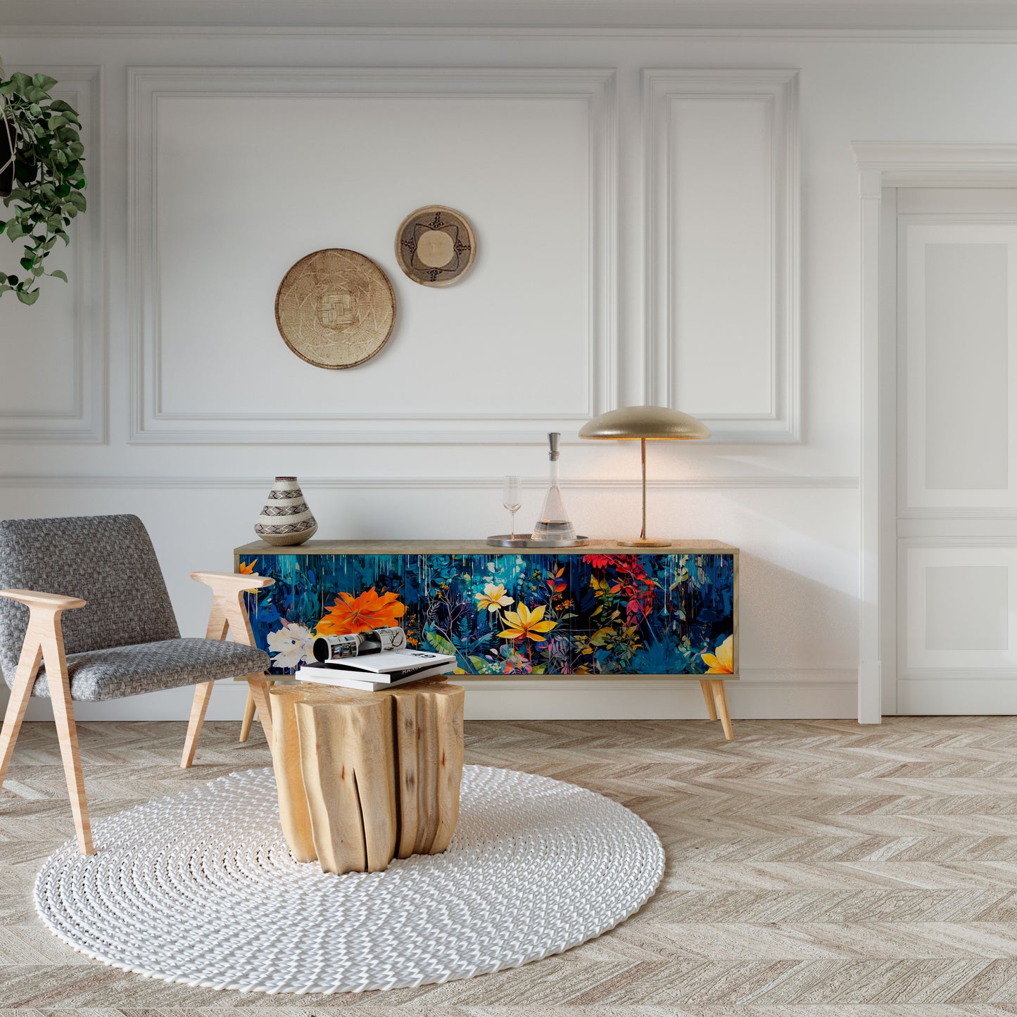 MIDNIGHT BLOSSOM Mobile TV a 3 Ante in Effetto Rovere
