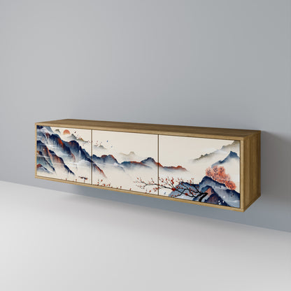Mobile TV a 3 ante JAPANESE LANDSCAPE in effetto rovere