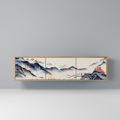 Mobile TV a 3 ante JAPANESE LANDSCAPE in effetto rovere
