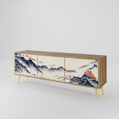 Mobile TV a 3 ante JAPANESE LANDSCAPE in effetto rovere