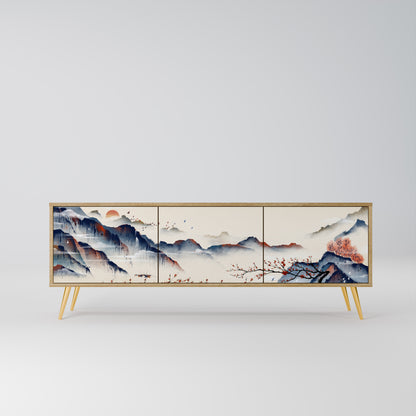 Mobile TV a 3 ante JAPANESE LANDSCAPE in effetto rovere