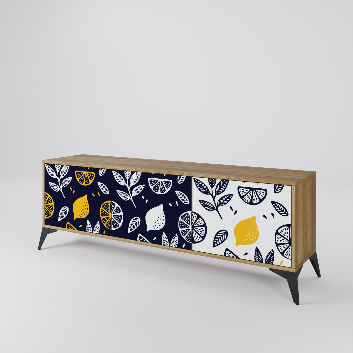 Mobile TV a 3 ante CITRUS BLACK AND WHITE in effetto rovere