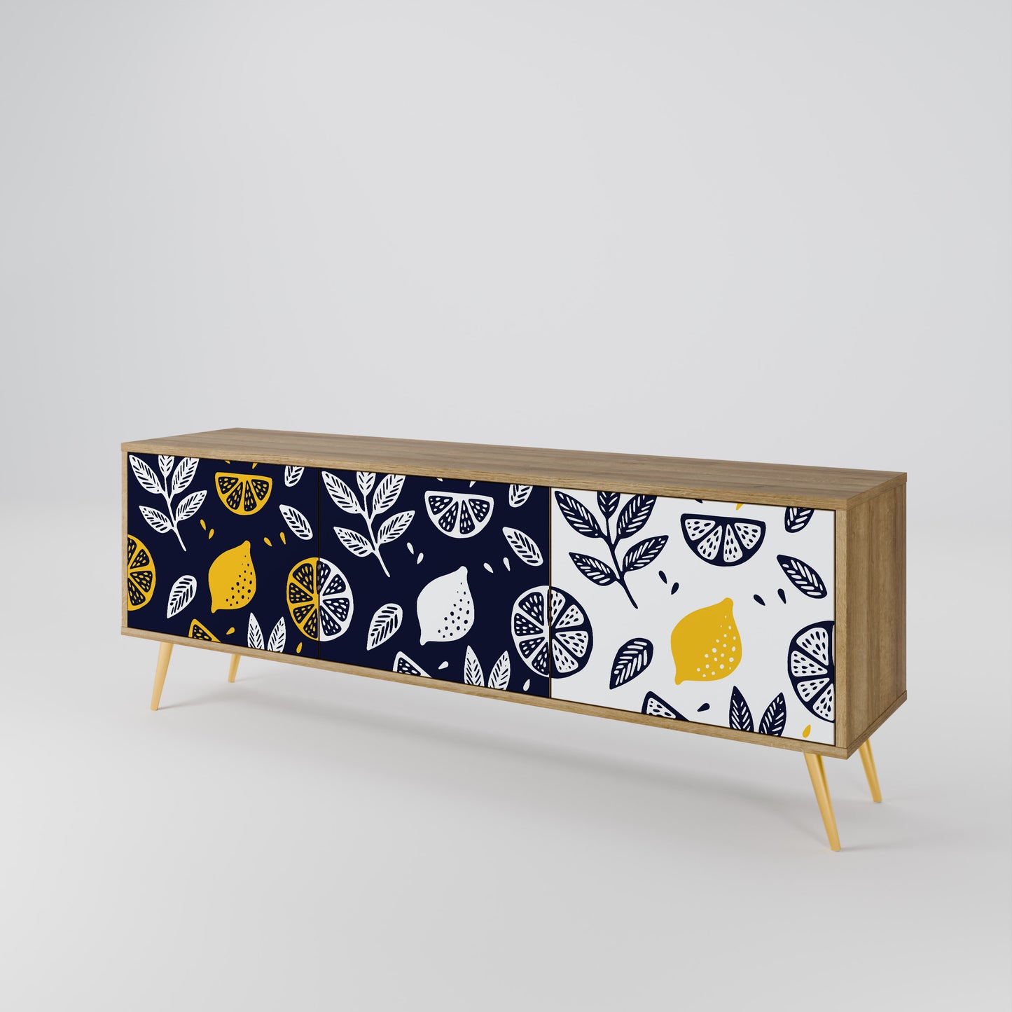 Mobile TV a 3 ante CITRUS BLACK AND WHITE in effetto rovere