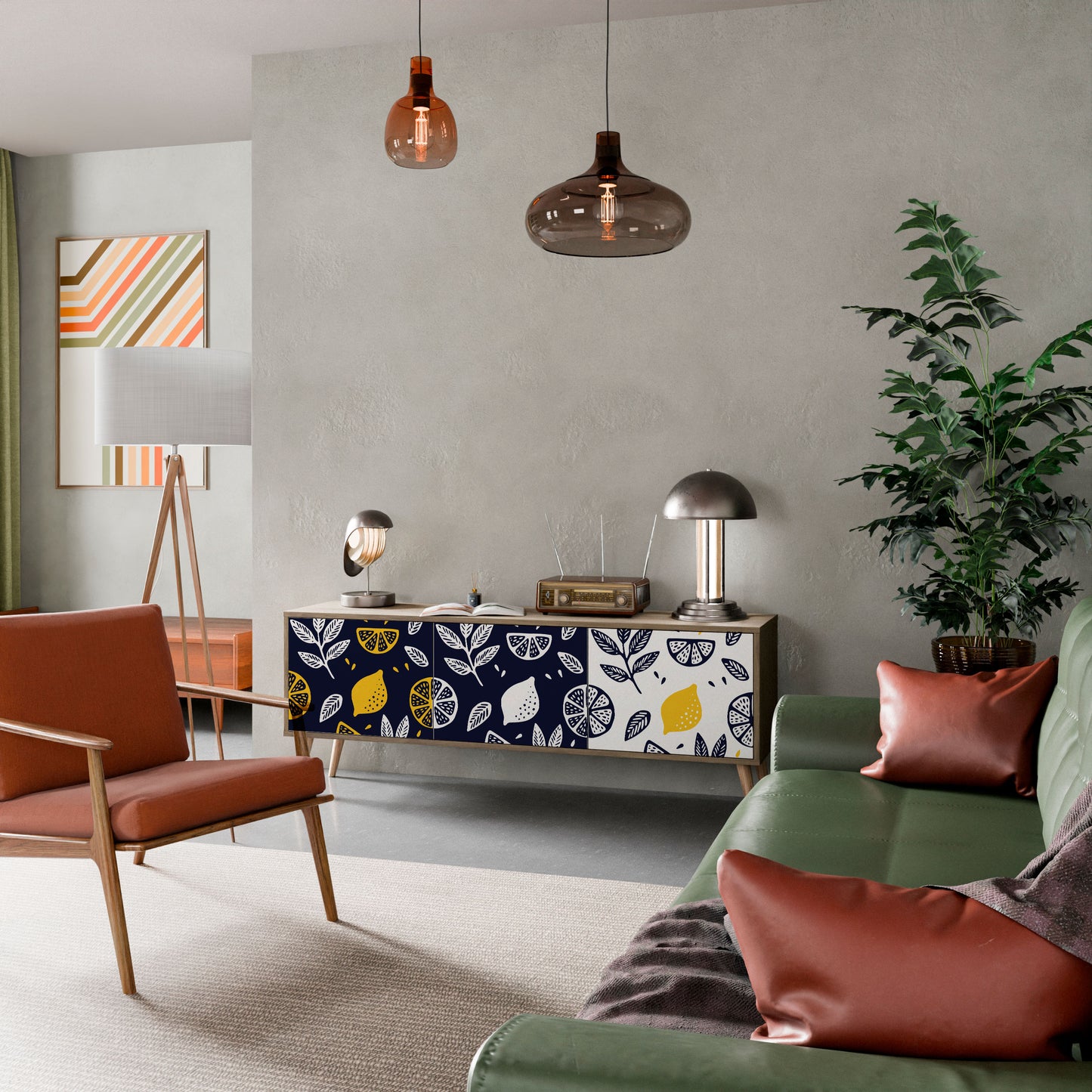 Mobile TV a 3 ante CITRUS BLACK AND WHITE in effetto rovere