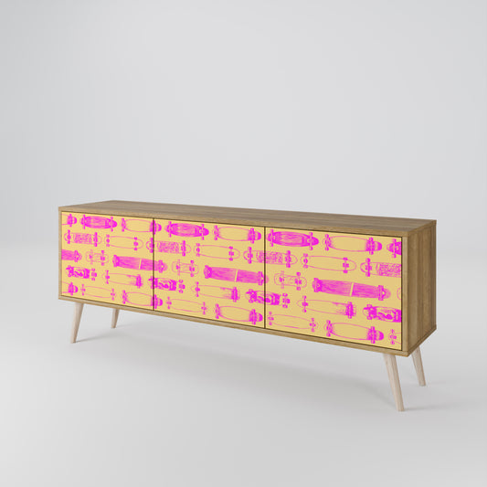 Mobile TV SKATEBOARD ARTISTRY a 3 ante in effetto rovere