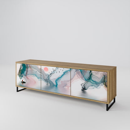 VELVET CROSSING 3-Door TV Stand in Oak Effect