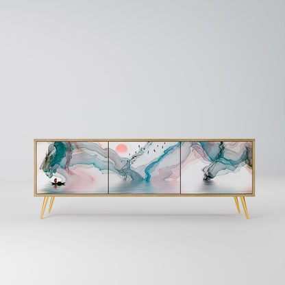 VELVET CROSSING 3-Door TV Stand in Oak Effect