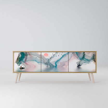 VELVET CROSSING 3-Door TV Stand in Oak Effect