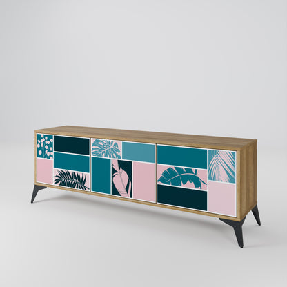 COMBINAZIONE DI FORME Mobile TV a 3 ante effetto rovere