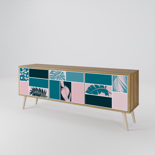 COMBINAZIONE DI FORME Mobile TV a 3 ante effetto rovere
