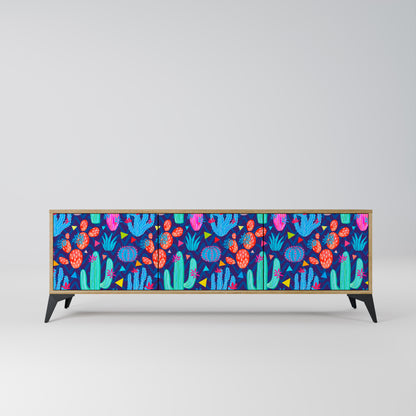 CACTUS VIBES 3-Door TV Stand in Oak Effect