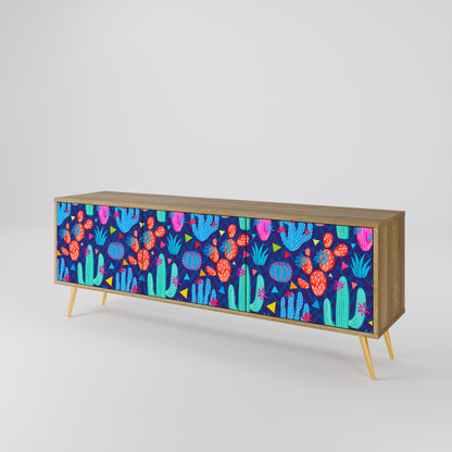 CACTUS VIBES 3-Door TV Stand in Oak Effect