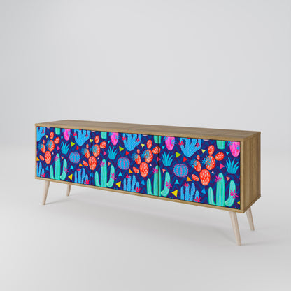CACTUS VIBES 3-Door TV Stand in Oak Effect