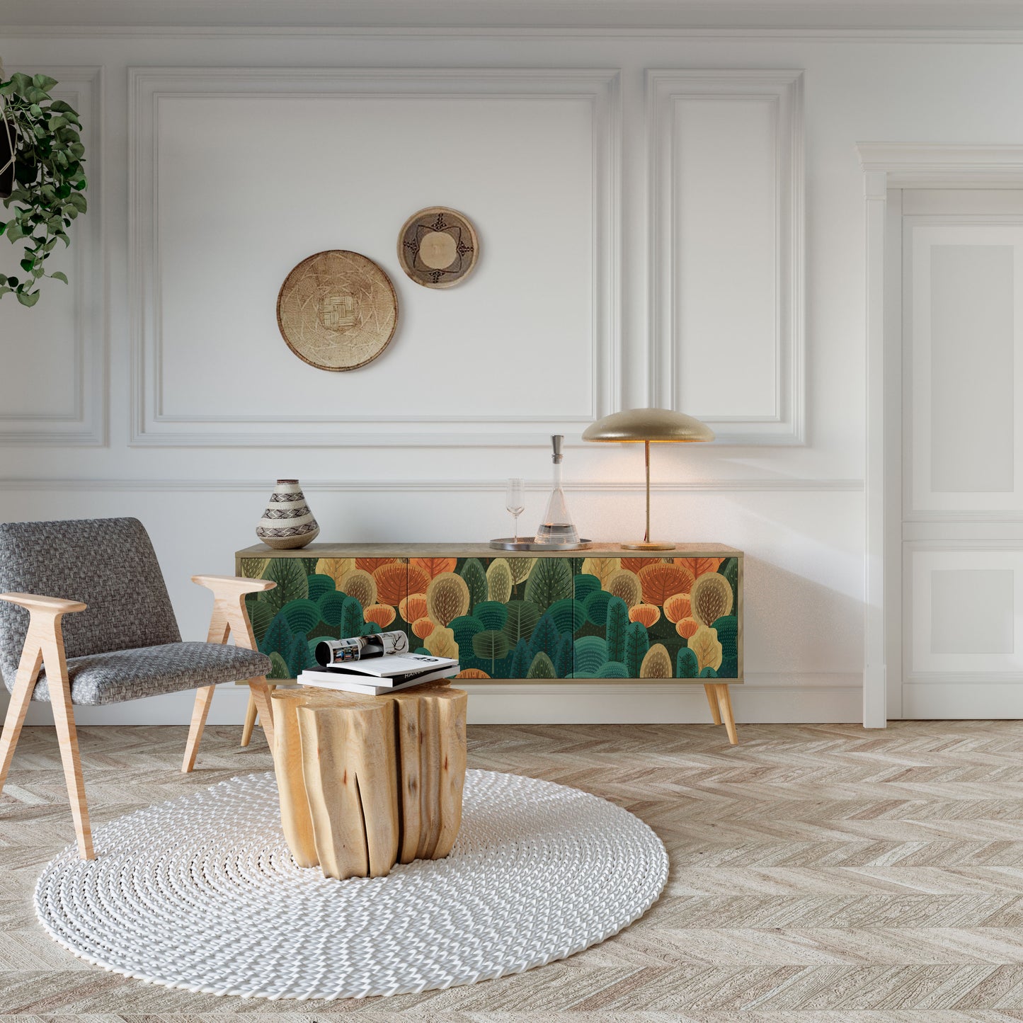 Mobile TV AUTUMN KALEIDOSCOPE a 3 ante in effetto rovere
