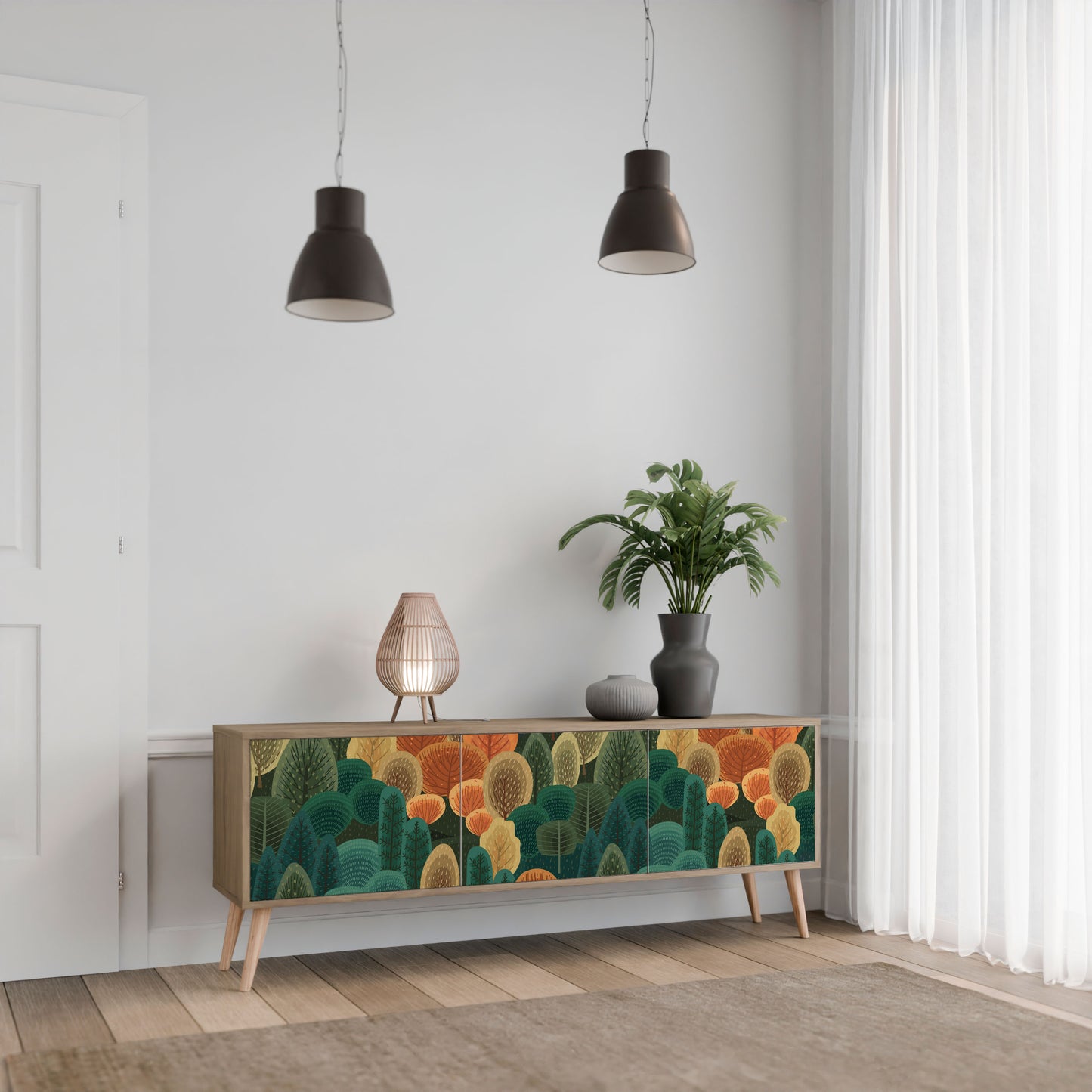 Mobile TV AUTUMN KALEIDOSCOPE a 3 ante in effetto rovere