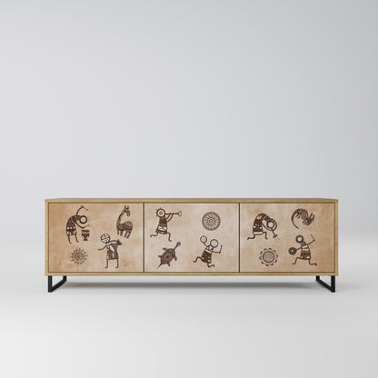 Mobile TV a 3 ante in stile africano effetto rovere