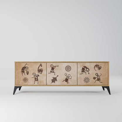 Mobile TV a 3 ante in stile africano effetto rovere