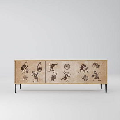 Mobile TV a 3 ante in stile africano effetto rovere