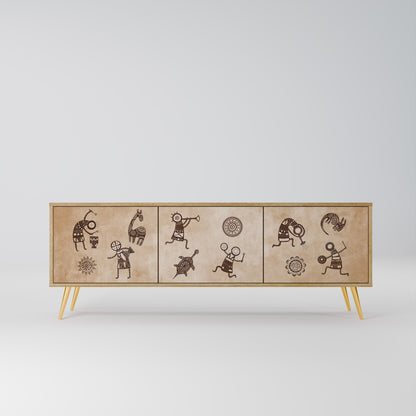 Mobile TV a 3 ante in stile africano effetto rovere