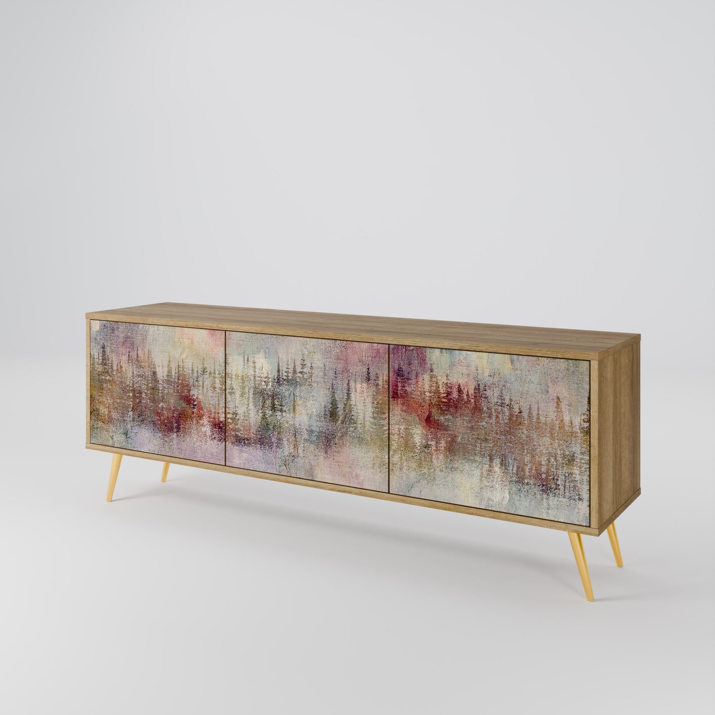 VEILED SUMMIT 3-Door TV Stand in Oak Effect