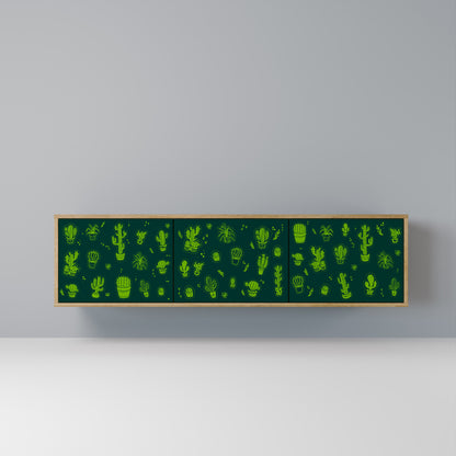 DESERT GREEN 3-Door TV Stand in Oak Effect