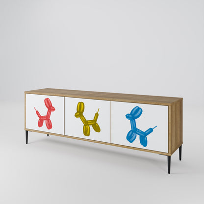 CHILDHOOD MEMORY 3-Door TV Stand in Oak Effect