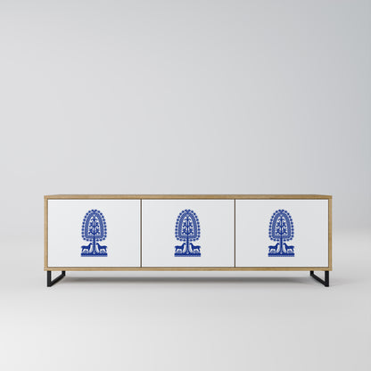 Mobile TV a 3 ante in stile FOLK ART POLACCO, effetto rovere