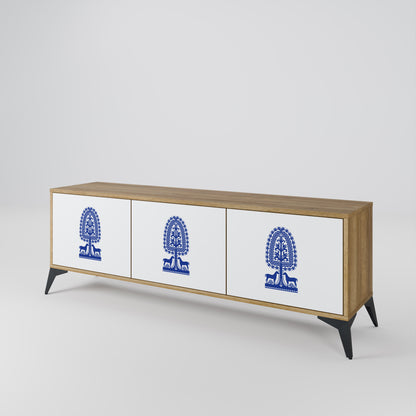 Mobile TV a 3 ante in stile FOLK ART POLACCO, effetto rovere