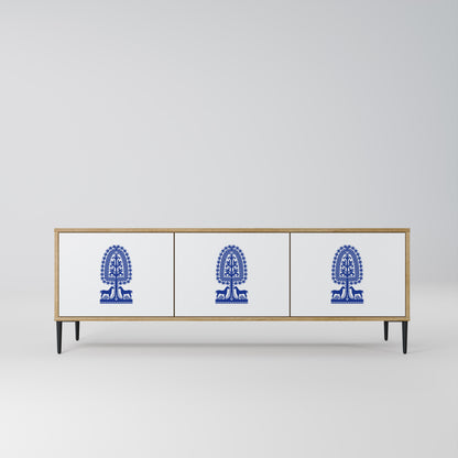 Mobile TV a 3 ante in stile FOLK ART POLACCO, effetto rovere