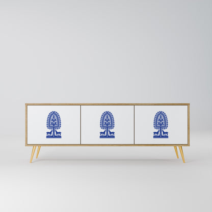 Mobile TV a 3 ante in stile FOLK ART POLACCO, effetto rovere