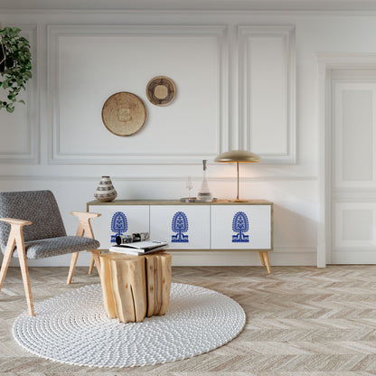 Mobile TV a 3 ante in stile FOLK ART POLACCO, effetto rovere