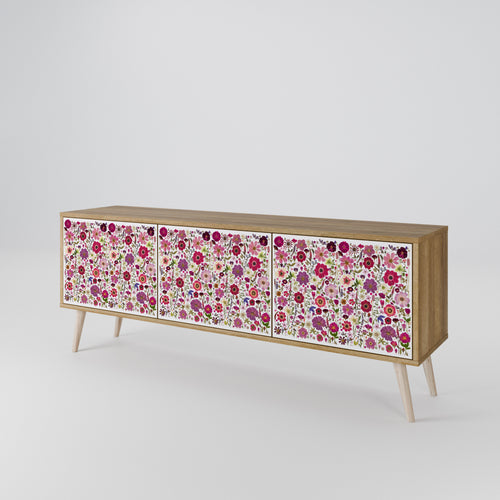 PETAL GARDEN 3-Door TV Stand in Oak Effect