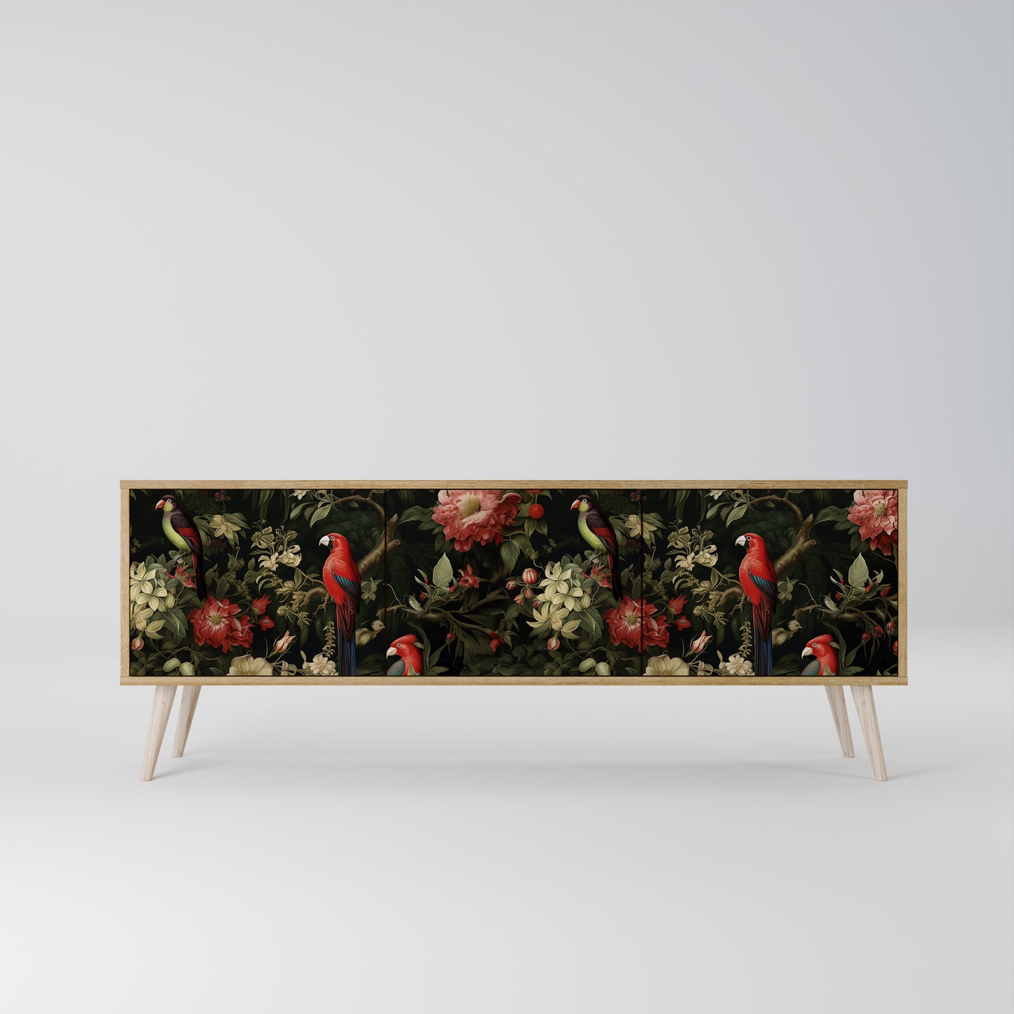 AVIAN GREENERY 3-Door TV Stand in Oak Effect
