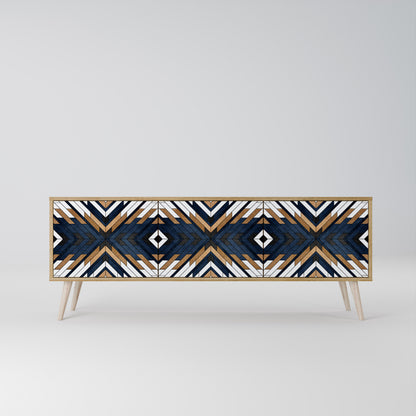 ARTFUL GEOMETRY 3-Door TV Stand in Oak Effect