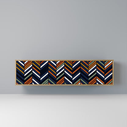 Mobile TV VIBRANT PATCHWORK a 3 ante in effetto rovere