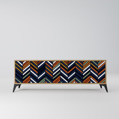 Mobile TV VIBRANT PATCHWORK a 3 ante in effetto rovere