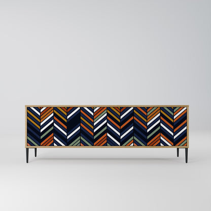 Mobile TV VIBRANT PATCHWORK a 3 ante in effetto rovere
