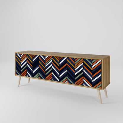 VIBRANT PATCHWORK Mobile TV a 3 Ante in Effetto Rovere