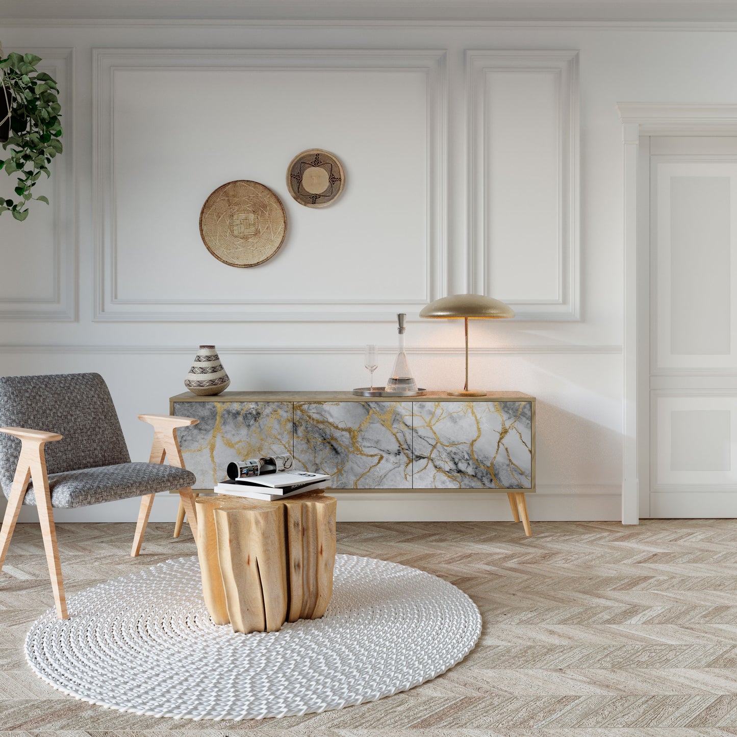 TIMELESS GLIDE Mobile TV a 3 Ante in Effetto Rovere