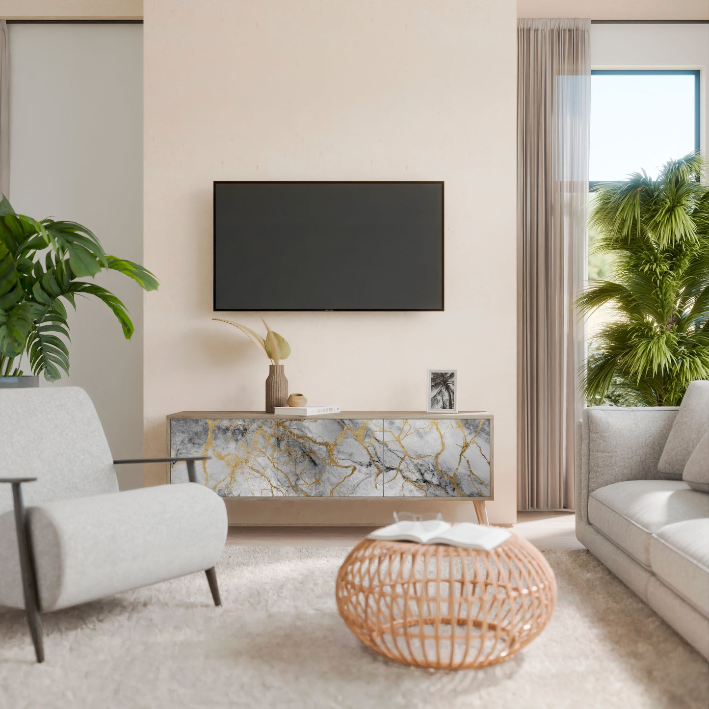 TIMELESS GLIDE Mobile TV a 3 Ante in Effetto Rovere