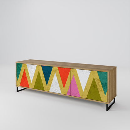 Mobile TV a 3 ante TRIANGOLI COLORATI in effetto rovere