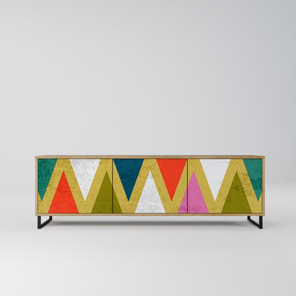 Mobile TV a 3 ante TRIANGOLI COLORATI in effetto rovere