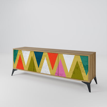Mobile TV a 3 ante TRIANGOLI COLORATI in effetto rovere